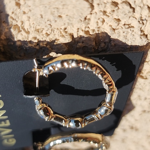 New Givenchy Small Baguette & Pear-Shape Crystal Hoop Earrings, 0.78, NWT - Picture 5 of 9